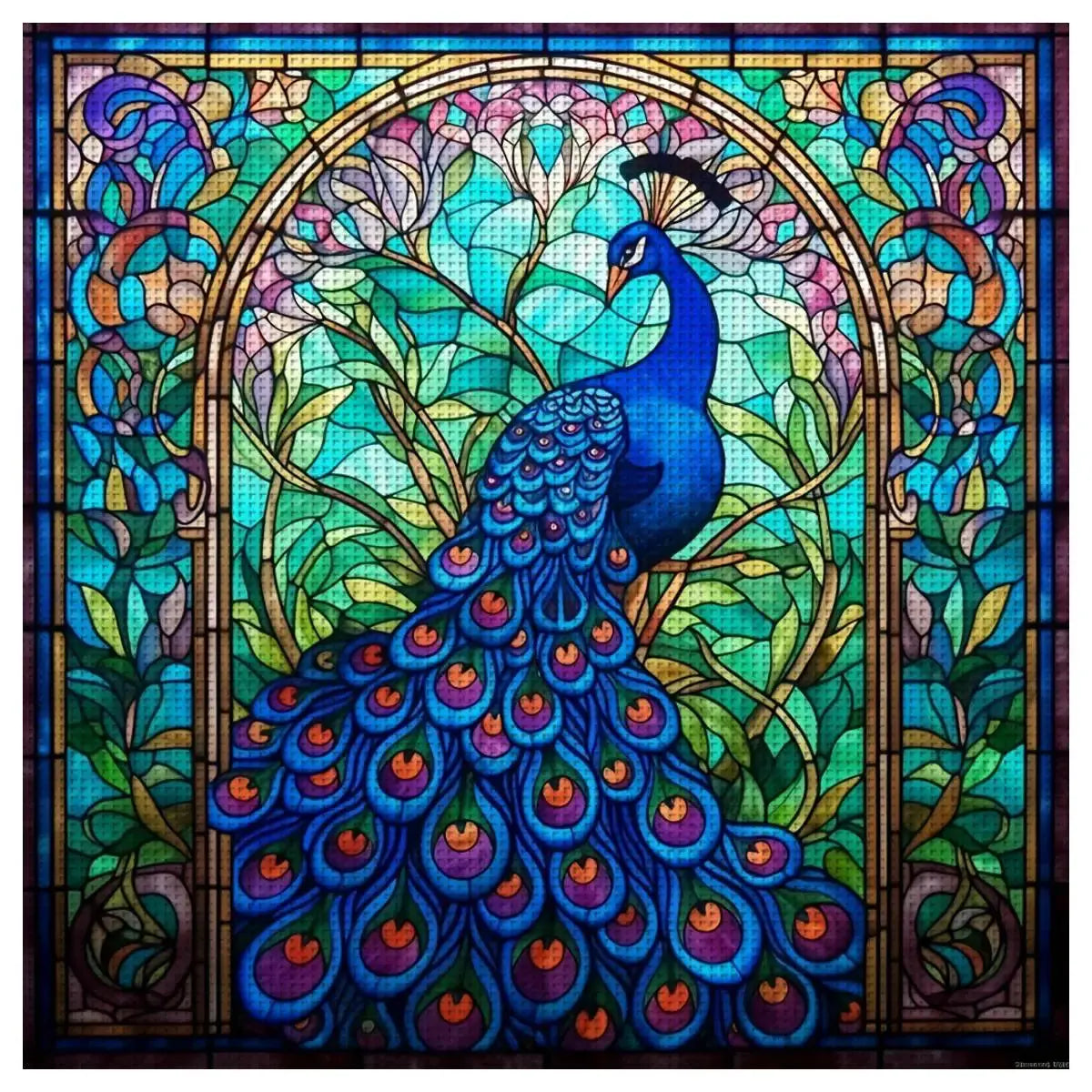 Stained Glass Peacock Cross Stitch Kit 🦚💙✨ Kits For Stitchers