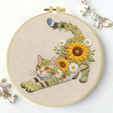 Sunflower Cat Embroidery Kit Kits For Stitchers