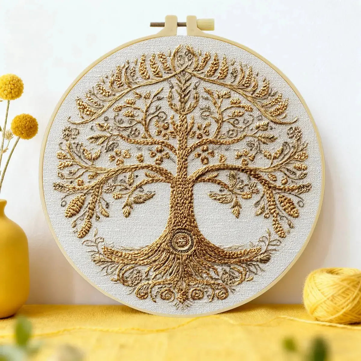 Tree of Life Embroidery Kit for Beginners – DIY Hand Embroidery Hoop Set Kits For Stitchers