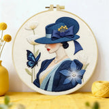 Elegant Lady in Blue Embroidery Kit Kits For Stitchers