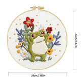 Cute Frog Embroidery Kit – Whimsical Floral Frog DIY Hand Embroidery Hoop Art Set Kits For Stitchers