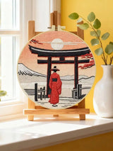 Japanese Torii Gate Embroidery Kit – Mount Fuji Sunset DIY Hand Embroidery Hoop Art Set