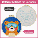 Cute Bear Punch Needle Wall Art – Handmade Embroidery Hoop Decor for Nursery & Cozy Rooms