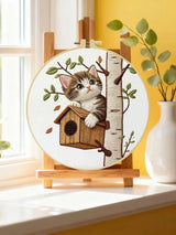 Cute Kitten Embroidery Kit for Beginners – DIY Cat Hand Embroidery Hoop Set