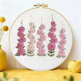 Pink Floral Embroidery Kit for Beginners – DIY Modern Hand Embroidery Hoop Set