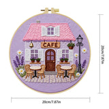 Charming Cafe House Embroidery Starter Kit – DIY Floral Cottage Sewing Art Set for Beginners