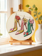 Floral High Heels Embroidery Kit – Fashion Shoes DIY Hand Embroidery Hoop Art Set