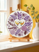 Lovebirds Heart Embroidery Kit – Romantic Floral DIY Hand Embroidery Hoop Art Set Kits For Stitchers