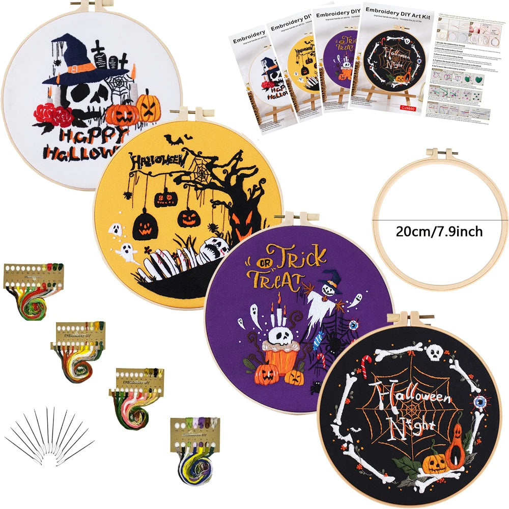 Spooky Halloween Embroidery Kit – Set of 4