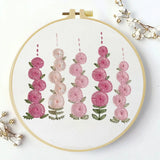 Pink Floral Embroidery Kit for Beginners – DIY Modern Hand Embroidery Hoop Set