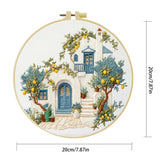 Mediterranean Lemon House Embroidery Kit – DIY Coastal Cottage Hoop Art for Beginners & Craft Lovers