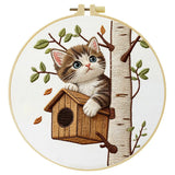 Cute Kitten Embroidery Kit for Beginners – DIY Cat Hand Embroidery Hoop Set