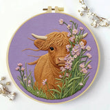 Highland Cow & Wildflowers Embroidery Kit Kits For Stitchers