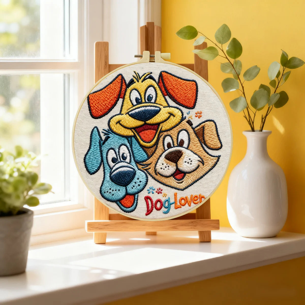 Dog Lover Embroidery Starter Kit – DIY Cartoon Puppy Sewing Art Set for Beginners
