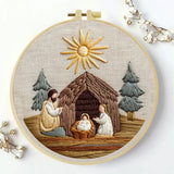 Nativity Scene Embroidery Kit – Holy Family DIY Hand Embroidery Hoop Art Set Kits For Stitchers