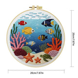 Ocean Life Embroidery Kit – Tropical Fish & Sea Turtle DIY Hand Embroidery Hoop Art Set Kits For Stitchers