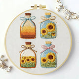 Sunflower Bottles Embroidery Kit Kits For Stitchers