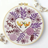 Lovebirds Heart Embroidery Kit – Romantic Floral DIY Hand Embroidery Hoop Art Set Kits For Stitchers