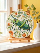 Grasshopper Embroidery Kit for Beginners – DIY Nature Hand Embroidery Hoop Set