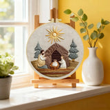 Nativity Scene Embroidery Kit – Holy Family DIY Hand Embroidery Hoop Art Set Kits For Stitchers