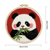 Cute Panda Embroidery Kit – Kawaii Panda Eating Bamboo Needlepoint Pattern for Animal Lovers and Beginner DIY Decor
