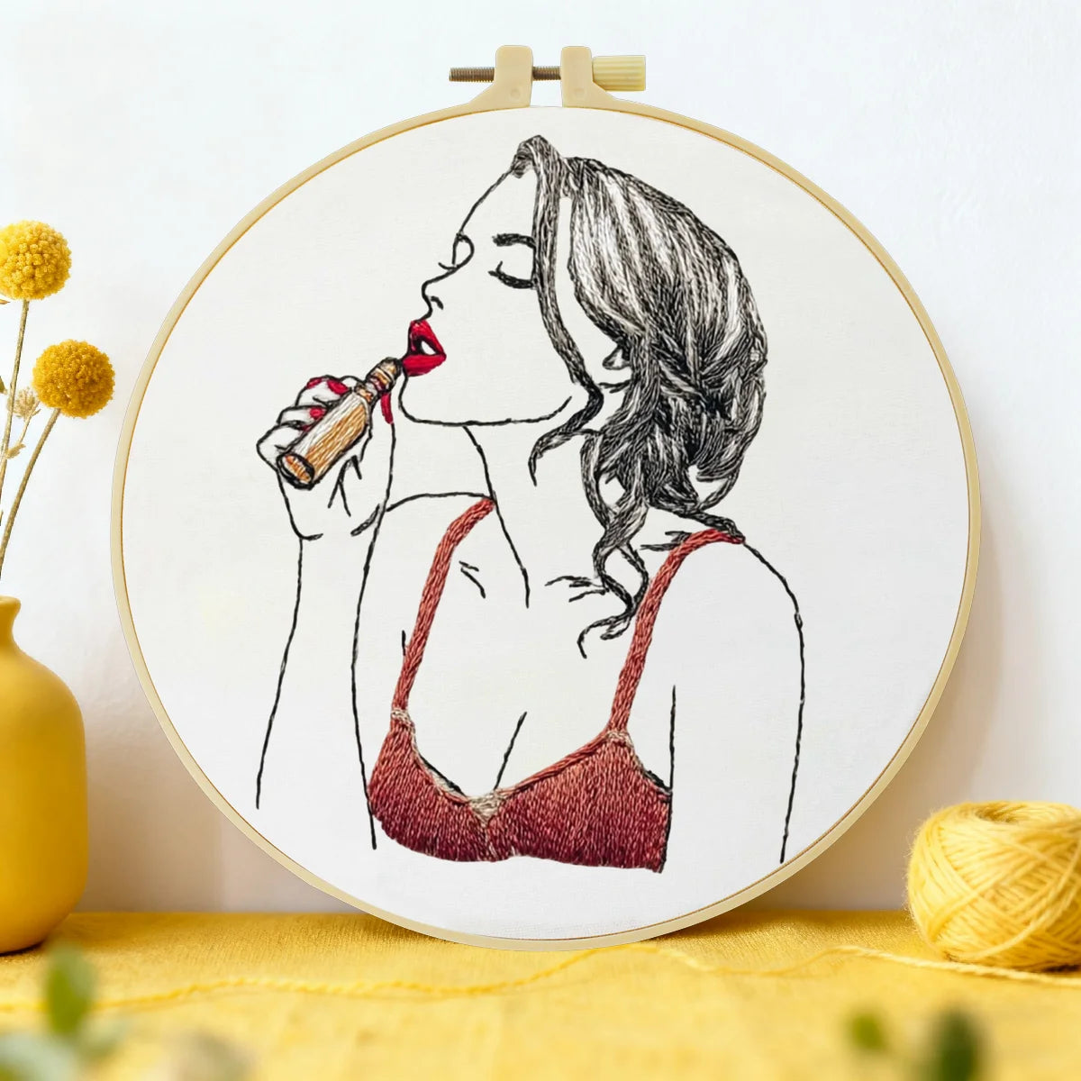 Red Lipstick Embroidery Kit 💄🧵