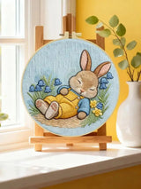 Sleeping Bunny Embroidery Kit – Cozy Rainy Day Rabbit DIY Hand Embroidery Set 🐰🌧️💛 Kits For Stitchers