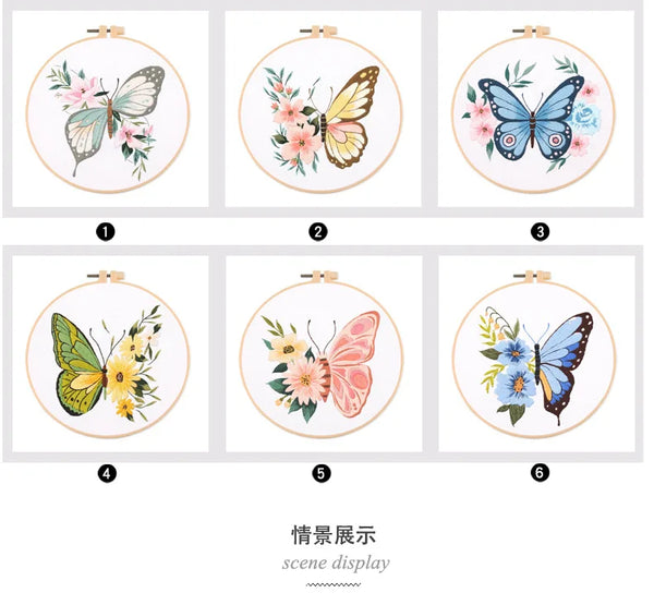 Floral Butterfly Hand Embroidery Kit