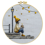 Cozy Birthday Girl Embroidery Kit – Whimsical Candle Cake Needlepoint Pattern with Fairy Lights & Minimalist Aesthetic