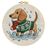 Christmas Dachshund Embroidery Kit Kits For Stitchers