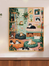 Cozy Cat Lounge Cross Stitch Kit 🐱🌿🏡