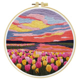 Sunset Tulip Fields Embroidery Kit Kits For Stitchers