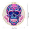 Sugar Skull Embroidery DIY Kit – Colorful Day of the Dead Beginner Stitching Kit with Hoop, Pattern & Threads