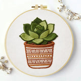 Green Succulent Plant Embroidery Kit Kits For Stitchers