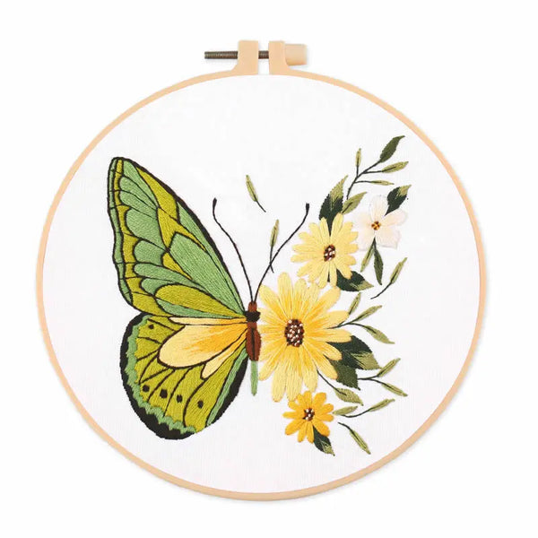 Floral Butterfly Hand Embroidery Kit
