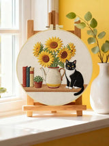 Black Kitten & Sunflower Embroidery Starter Kit