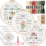 3/4pcs Beginner Embroidery Starter Kit Kits For Stitchers