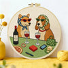 Wine & Whiskers Embroidery Kit – Stylish Dog Friends DIY Hand Embroidery Set 🍷🐶✨ Kits For Stitchers