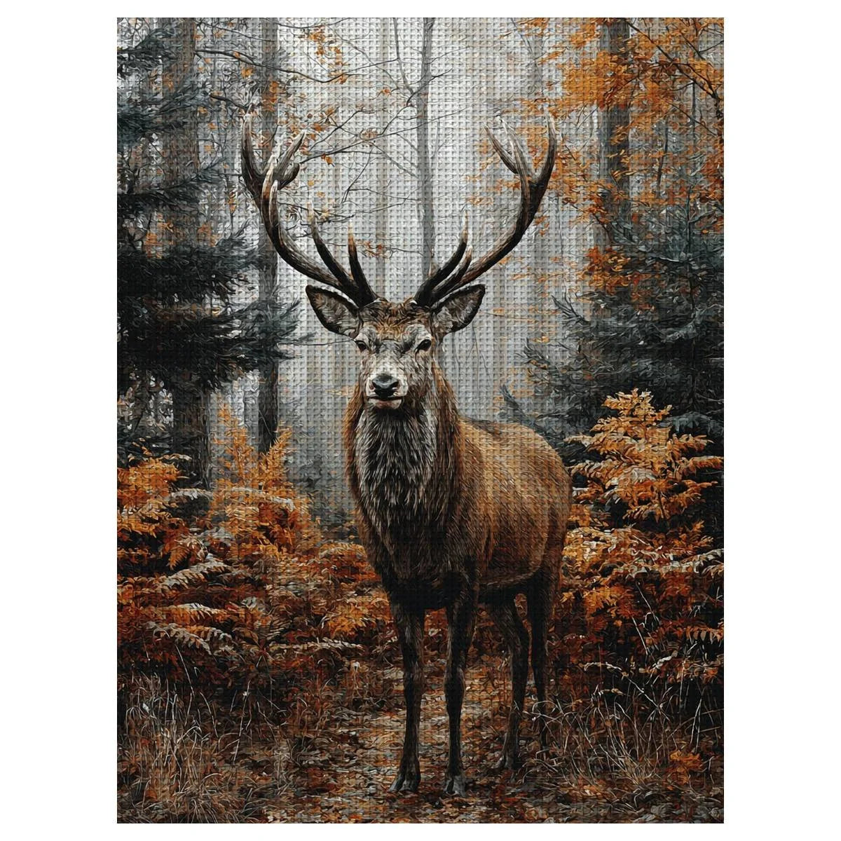 Majestic Forest Stag Cross Stitch Kit 🦌🍂🧵