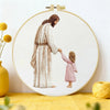 Jesus Holding Child Embroidery Kit – Minimalist Christian Needlepoint Pattern with Faith Inspired Religious Wall Art Decor