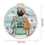 Cat Mom Punch Needle Wall Art – Handmade Embroidery Hoop Decor for Nursery & Cozy Rooms