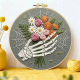 Floral Skeleton Hand Embroidery Kit Kits For Stitchers