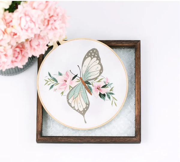 Floral Butterfly Hand Embroidery Kit