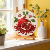 Pomegranate Embroidery Kit for Beginners – DIY Floral Fruit Hand Embroidery Hoop Set