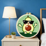 Cute Avocado Punch Needle Wall Art – Handmade Embroidery Hoop Decor for Nursery & Cozy Rooms