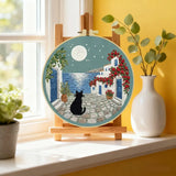 Moonlit Coastal Cat Embroidery Kit 🌙🐈� Kits For Stitchers