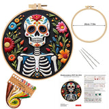 Floral Sugar Skull Embroidery Kit – Set of 3