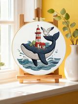 Whale Embroidery Kit for Beginners – DIY Ocean Hand Embroidery Hoop Set