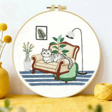 Cozy Cat Armchair Embroidery Kit Kits For Stitchers
