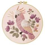 Pink Cockatoo Embroidery Kit – Floral Galah Parrot DIY Hand Embroidery Hoop Art Set Kits For Stitchers
